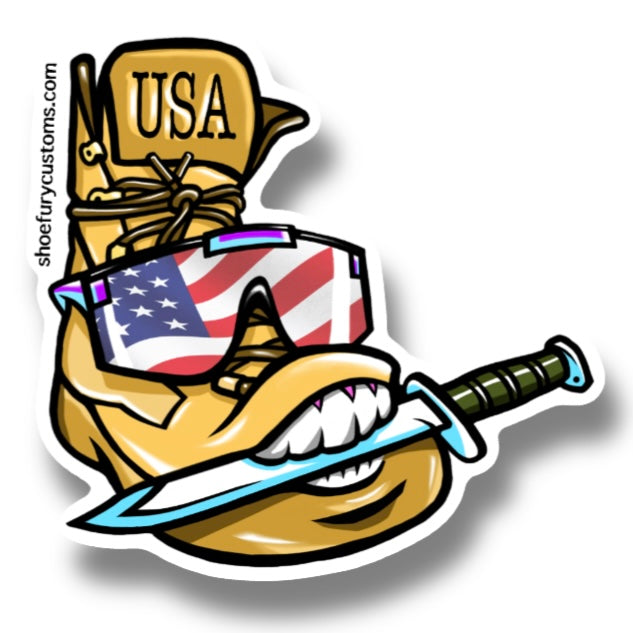 4th of July USA America tactical boot cartoon sticker